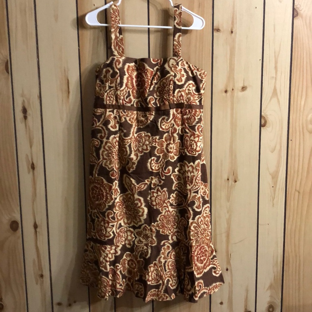 Mid length summer dress straps zippered back sz 14